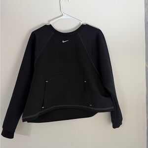 Nike Black Cropped Sweater with Ribbed Cuffs